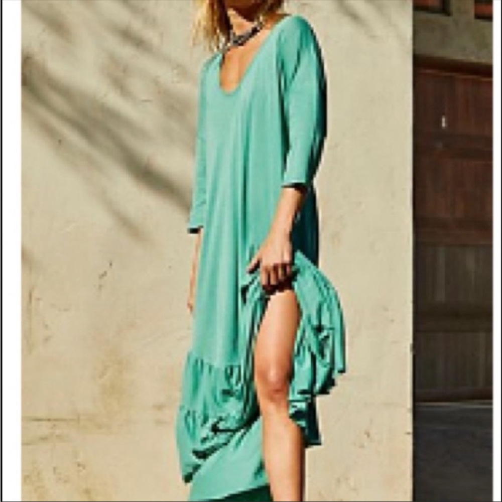 Free People Beach Sunseeker Green tie front oversized coverup Maxi Size XS